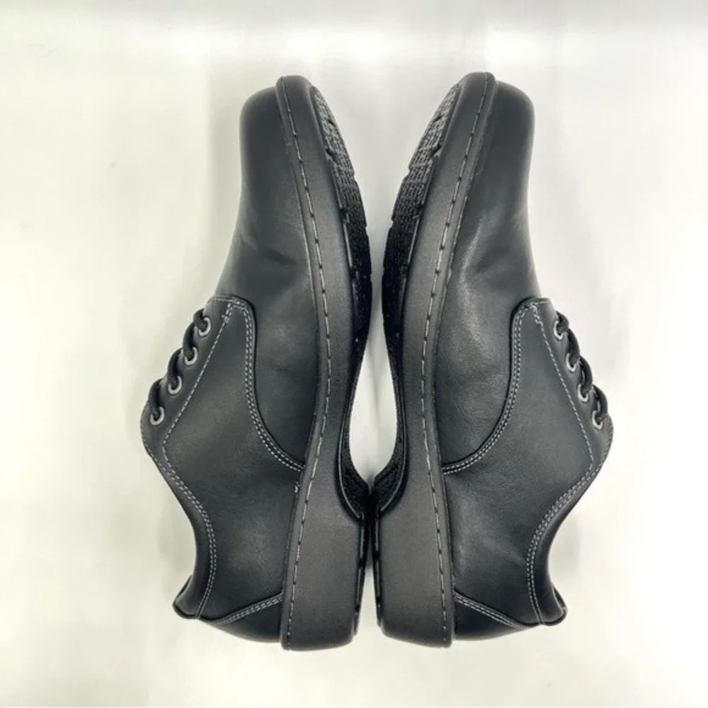 Eastland Womens Size 9.5 Black Faux Vegan Leather Lace Up Oxfords Loafers‎ Shoes